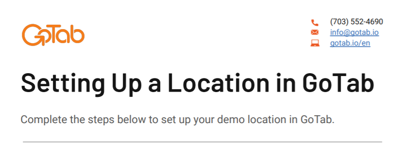 set up location